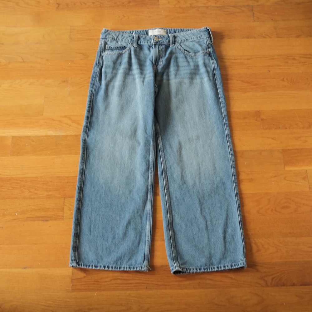 Hollister Low-Rise Baggy Jeans Women Blue Light Wash Denim Y2K Skater Streetwear